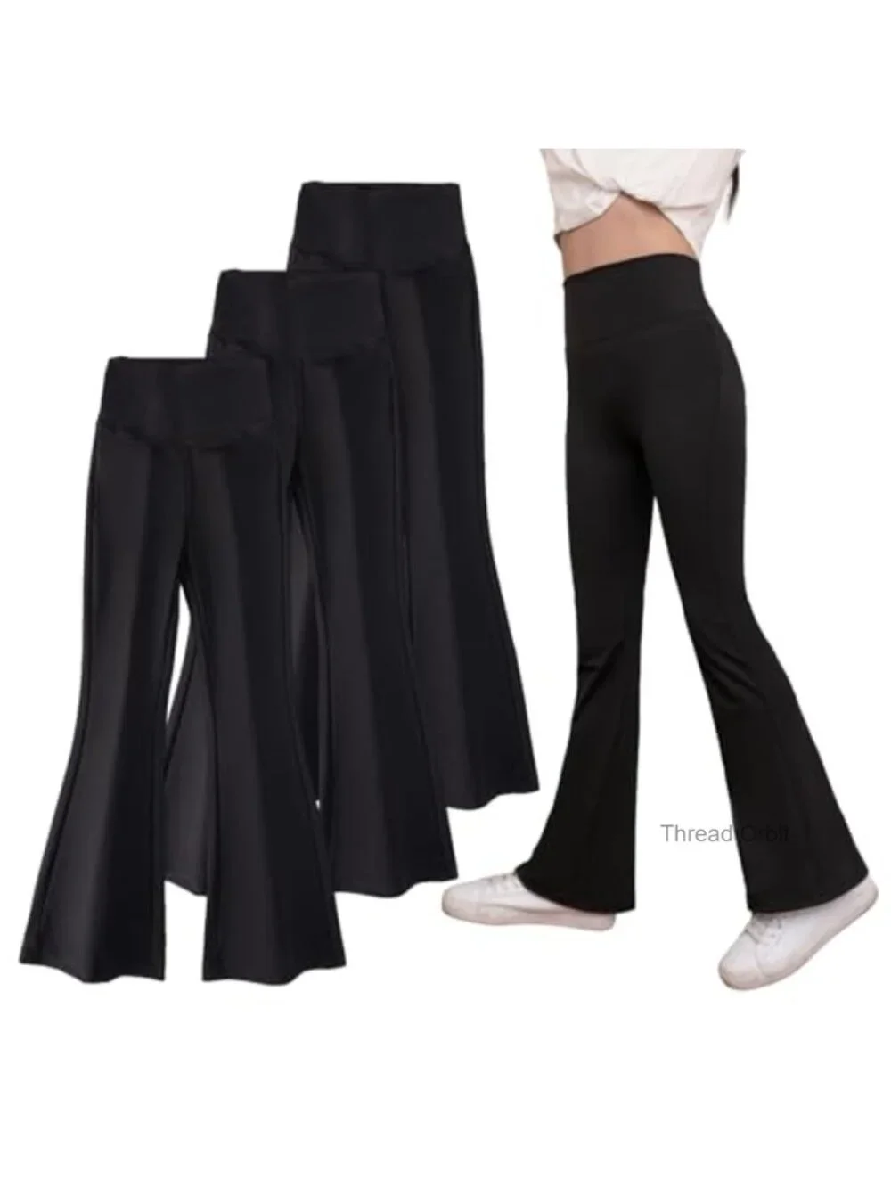 Girls Flared Leggings Wide-Leg High Waisted Dance Yoga Flare Trousers